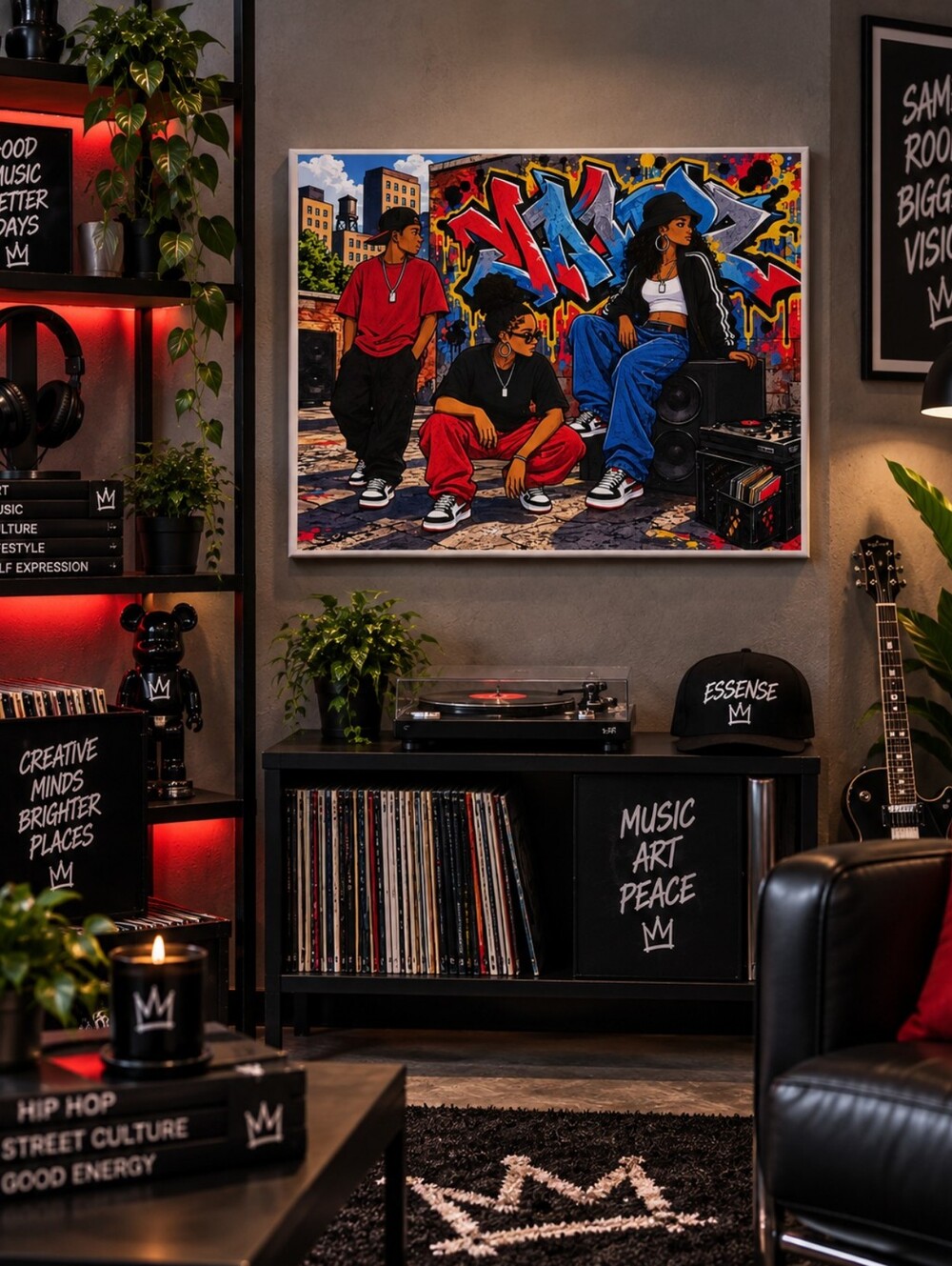 Custom 9x12 Urban Hip-Hop Wall Art Print - Blue/Red/Black